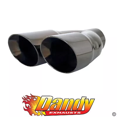 3  Inlet Dual 3.5  Outlet Exhaust Tip Angle Inner Cone Tapered RHS Black Chrome • $136