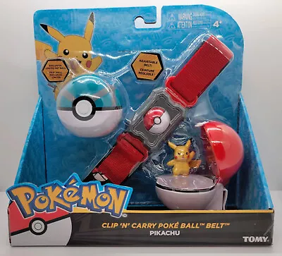 $19 • Buy Pokémon Clip And Carry Poké Ball Adjustable Belt With 2 Inch Pikachu Figure