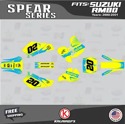 Graphics Decal Kit For Suzuki RM80 (2000-2001) RM80 Spear Series - Cyan • $54.99