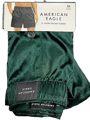 NWT AMERICAN EAGLE Satin Pocket Boxer Sz XS-S-M-XL Green #40 • $24