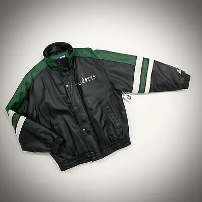 Vintage New York Jets Starter Leather Jacket Classic Original Adult Size M/L • $499.99