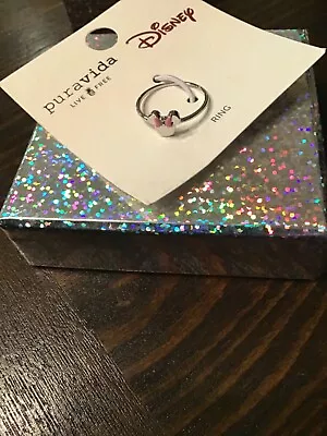 Puravida  Disney Minnie Mouse Delicate Pink Bow Silver Ring Sz 7 NEW • $15