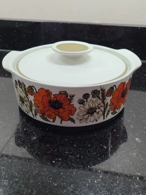 £15.99 • Buy J&G MEAKIN Poppy Vintage 1970s Topic Casserole Dish Tureen Retro Made England
