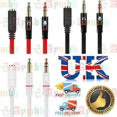 £2.49 • Buy 3.5mm Y Splitter 2 Jack Male To 1 Female Headphone Mic Audio Adapter Cable Wire