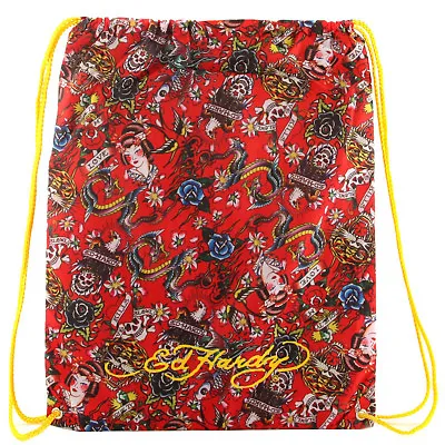 Ed Hardy Lightweight Tattoo Graphic Drew Drawstring Backpack Bag Panther/Parrot/ • $9.99