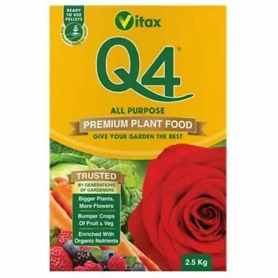 Vitax Q4 Premium Pelleted Plant Food Veg Flower Rose Fertiliser Lawn Feed 2.5kg • £11.49