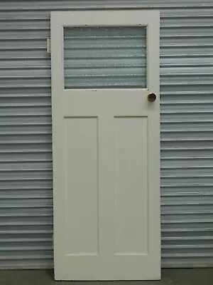 Vintage 3 Panel Door With Mottled Glass Pane 800mm Wide X 1990mm High Rs1 • $80