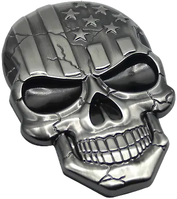 3D Metal US Flag Skull Decal Emblem Motorcycle Auto Truck Zinc Metallic Bronze • $6.88