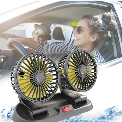 12V Car Fan Portable Air Fan Van Truck Camper Auto Twin Dash Cooling Dual Head • $20.89