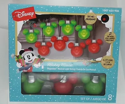 Disney Christmas Mickey Mouse Projection 8 Musical Light String - 8.2 Ft Long • $39.99