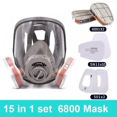 $15.38 • Buy 15 In1 6800 Full Face Gas Mask Facepiece Respirator For Painting Spraying