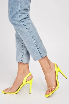£21.99 • Buy MissGuided Ladies Neon Lime Yellow High Heels Strappy Sandal Shoes