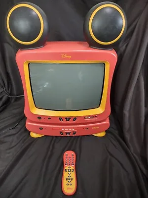 Vtg Disney MICKEY MOUSE 13” CRT TV & DVD Player W/ Ear Speakers & Remote READ!! • $179.97