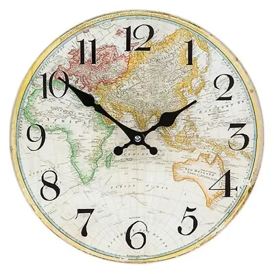 £13.99 • Buy World Map Clock 17 X 17 Cm Study Home Bar Man Cave 