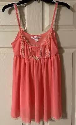 Victoria's Secret Babydoll Nightie Lingerie Y2K Sheer Sz Medium Pink Coral • $9.99