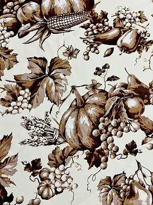 Zina Vasi Tablecloth HARVEST TOILE Brown Pumpkin Fruit Fall 70x108 Oblong • £28.55