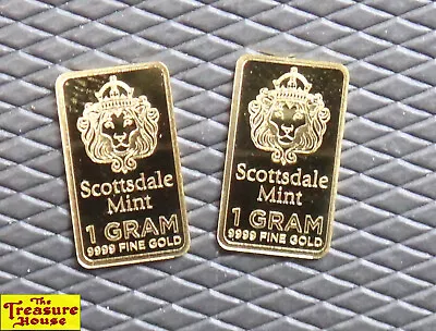 Lot Of 2x Scottsdale Mint 1g One Gram .9999 Fine 99.99% Pure Gold Bullion Bars • $155.50