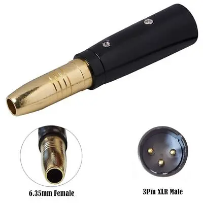 XLR 3-Pin Male To 1/4  6.35mm Female Jack Socket Microphone Audio Adapter • £5.95