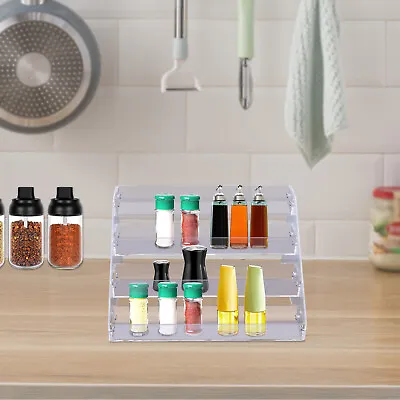 $14.25 • Buy 4-Tier Acrylic Spice Jar Organizer Cosmetics Lipsticks Organizing Rack Clear