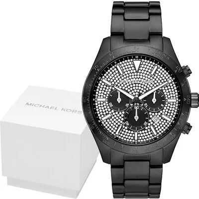 Michael KorsMK8899 Layton 45mm Men's Watch Crystal Dial Black Stainless Steel • $140