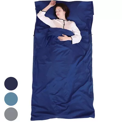Sleeping Bag Liner XL Travel Sheet & Camping Sheet For Backpacking Hotel 90x220 • $19.99