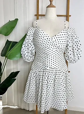 Zimmermann White Black Pattern Pleated Mini Dress Women’s Size 3 - BNWOT • $202.99