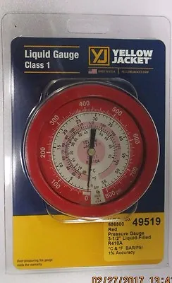 Yellow Jacket 3-1/8  Red/hi-side Liquid Filled Manifold Gauge 410a 49519 • $75.63