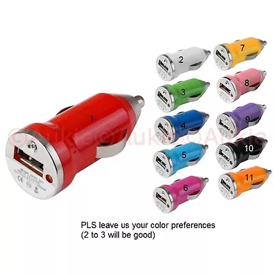 Colour USB Bullet Car Charger For IPhone Xs/x/8/8+/7+/iPad/Galaxy S10/10/S9/S8 • $9.99