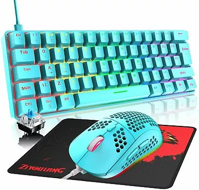 $45.99 • Buy 61Keys Mechanical PC Gaming Keyboard Mouse Mat Combo Wired RGB Backlit For PS4
