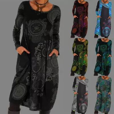 £11.99 • Buy Plus Size Women Boho Holiday Long Loose Ladies Gypsy Casual Printed Dress 8 - 26