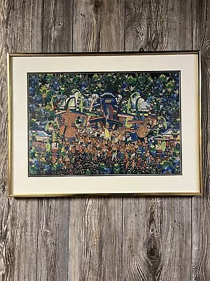 Vintage Oil Painting INY DANA PENESTANAN KLOD-uBUD Framed Matted Indonesia • $399.99