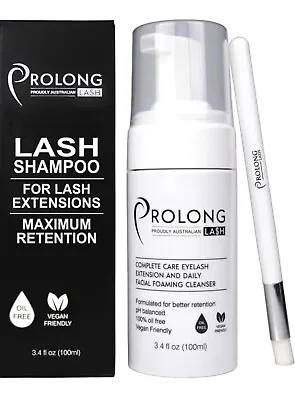 Eyelash Extension Shampoo & Brush - Large 100ml Bottle - Gentle Foaming Cleanser • $25