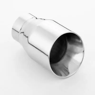 Dual Wall 3  Out 2  Inlet Exhaust Tip Stainless Steel 4.72  Length Angle Cut • $29.97