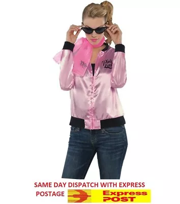 $32.99 • Buy LADIES 50 50s 1950 Pink Lady Jacket And Scarf Women Costume Fancy Dress Up Party