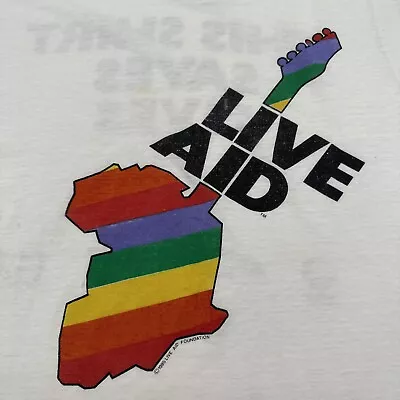 Vintage LIVE AID Foundation Concert T-Shirt Small 1985 80s Original Rock Tee • $47