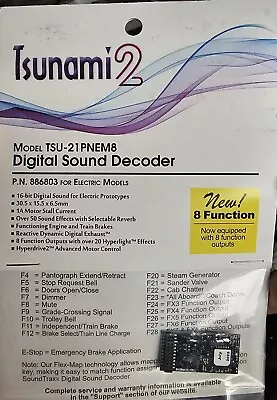 Soundtraxx 886803 Tsunami 2 TSU-21PNEM8 21 Pin Sound Decoder Electric 8 Function • $50