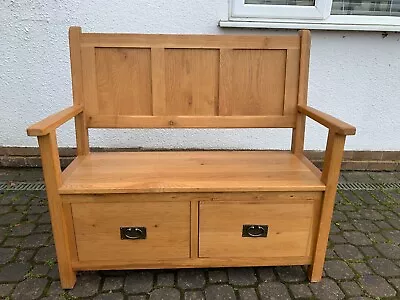 Stunning Solid Oak Monks /pew  Bench/settle With 2 Storage Drawerssolid Timber • £185