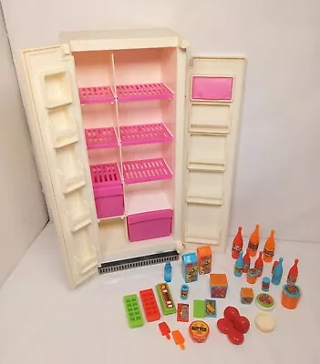 Vtg 1982 Barbie Dream Furniture Fridge And Accessories For A-frame Dreamhouse... • $18.49