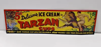 Vintage 5 Cent Delicious Ice Cream Tarzan Cups Metal Tin Advertising Sign • $49.99