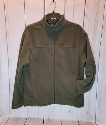 Cabelas Olive Green Fleece 1/4 Zip Pullover Pockets Men’s Size L • $17.95