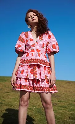 GORMAN Size 12 Tomato Gingham Dress RRP$299 BNWOT  Current • $130