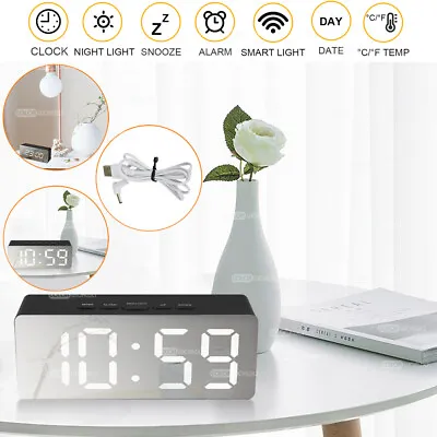 Mini LED Mirror Clock Electronic Digital Travel Clock Practical Alarm Clock USA • $9.99
