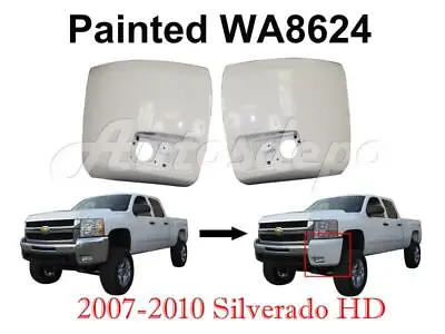 WA8624 White Front Bumper Cap Lh & Rh Fits Silverado 2500HD 2007-2010 W/Fog Hole • $132.50