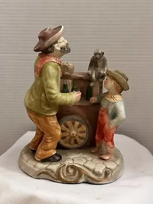 Artmark Porcelain Figurine Organ Grinder Monkey W/Man & Boy 9  Tall • $20