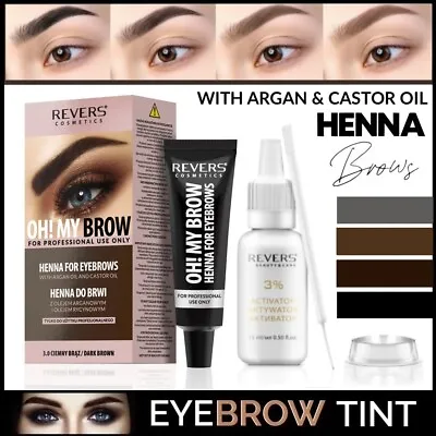 Henna Eyebrow Eyelash Tint Lasting Brow Dye Paint Cream Brown Black Full Kit Set • £4.15