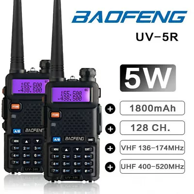 $87.71 • Buy 2PCS BF UV-5R Walkie Talkie 5W VHF UHF Dual Band Handheld Two Way Radio AU