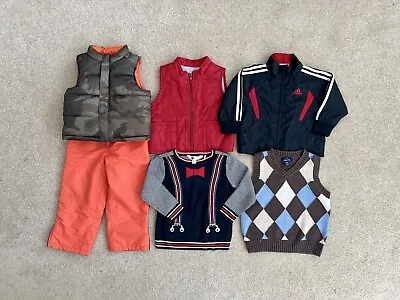 Lot 6 BOY’S SIZE 12M - 24M Winter Snow Pants  Zip Up GAP Vest Camo Adidas Jacket • $8.99