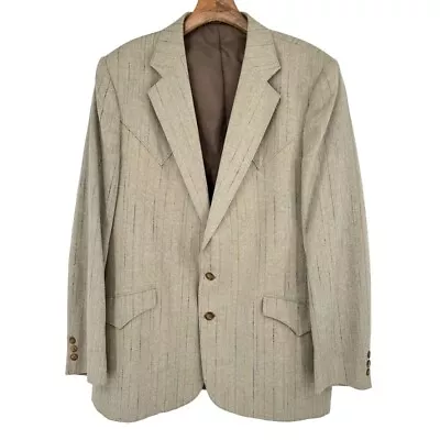 Vintage Mesquite Niver Western Wear Blazer Mens 44 L Beige Sport Coat Rockabilly • $63.99