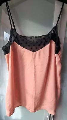 Maison Scotch Scotch And Soda Cami/vest Top Pink With Black Netting Uk12 • $24.85