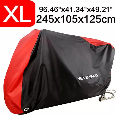 NEVERLAND XL Waterproof Motorcycle Rain Cover Motorbike Scooter Bike Red Black • £13.99